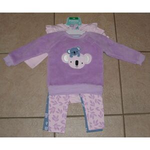 NEW NWT Girls Sz 18 Months Purple KOALA BEAR Shirts & Leggings 4 Pc Set PEKKLE
